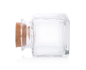 Glass bottle on white background