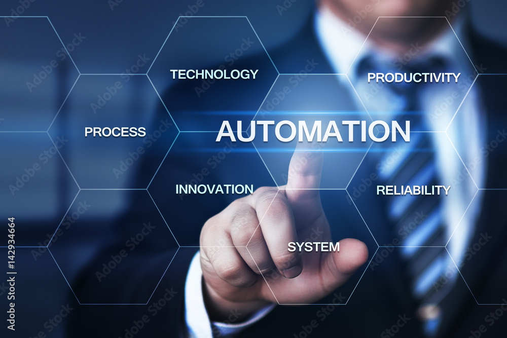 Poster automation software technology process system business concept