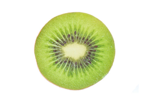 Cross section kiwi fruit isolated on white background