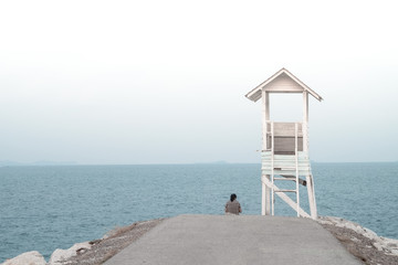 alone on road to the sea