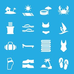 Set of 16 beach filled icons