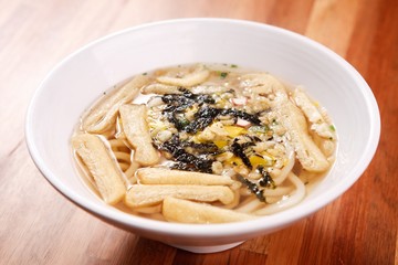 Fried Tofu Udon. Jaru Udon.  Japanese style noodles.