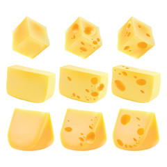Cheese isolated, Vector set of cheese. Hand drawn cheese vector illustration.
