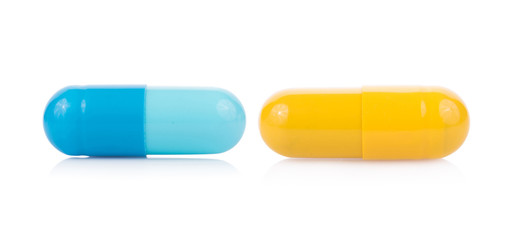 pills capsules isolated on white background