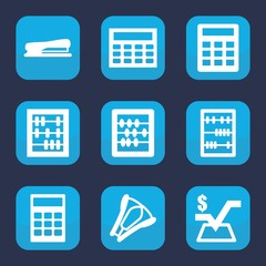 Set of 9 filled calculator icons