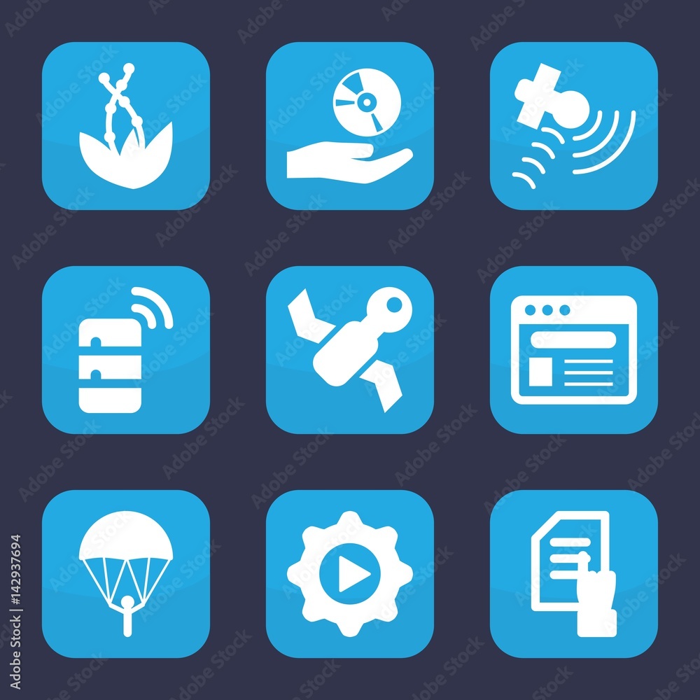 Poster set of 9 filled application icons