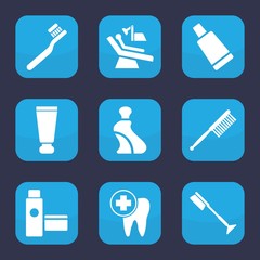 Set of 9 filled dental icons