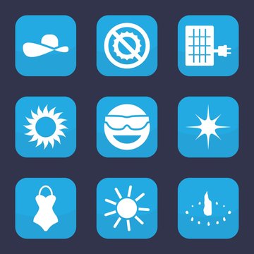 Set of 9 filled sun icons