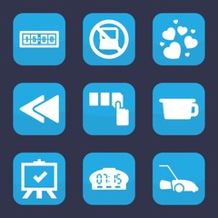 Set of 9 filled button icons