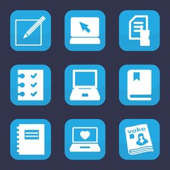 Set of 9 filled notebook icons