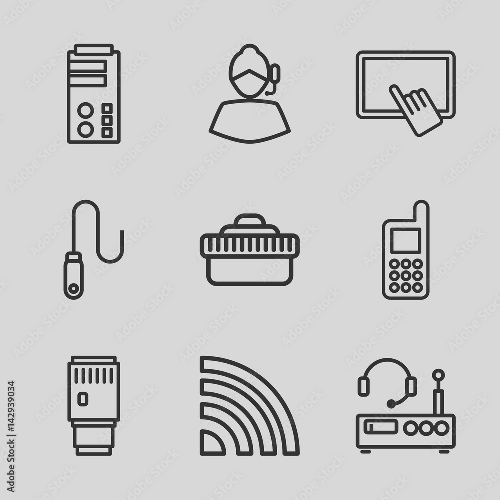 Poster set of 9 device outline icons