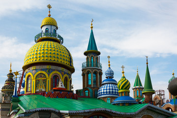 Fototapeta na wymiar Temple of All Religions (Universal Temple) is an architectural complex in Kazan. It consists of several types of religious architecture