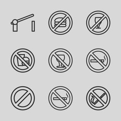 Set of 9 forbidden outline icons