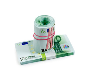 Euro banknotes on white isolate