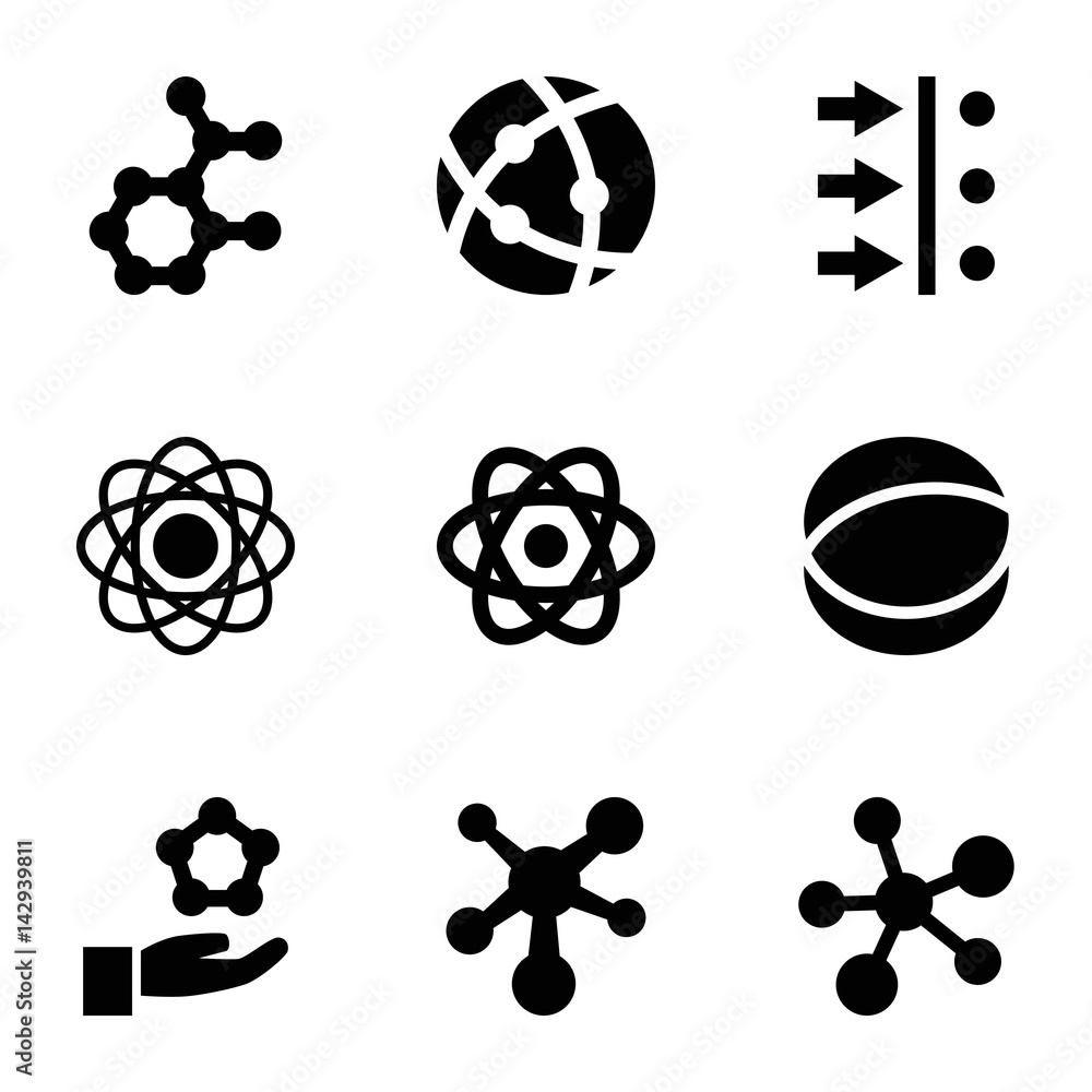Poster set of 9 particle filled icons