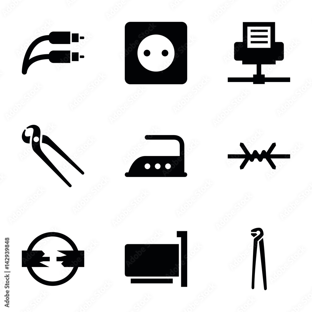 Poster Set of 9 wire filled icons