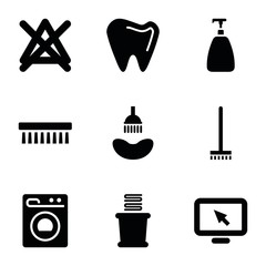Set of 9 clean filled icons