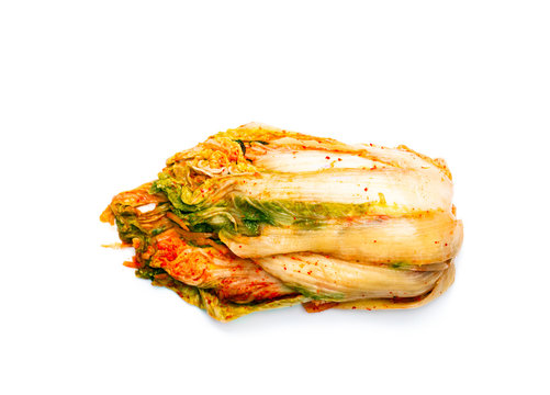 Korean  style salted cabbage Kimchi isolated on white