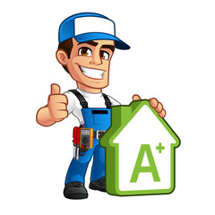 Vector illustration of an electrician, he wears work clothes