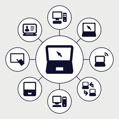 Set of 9 desktop filled icons