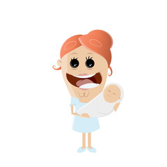 happy midwife with newborn baby