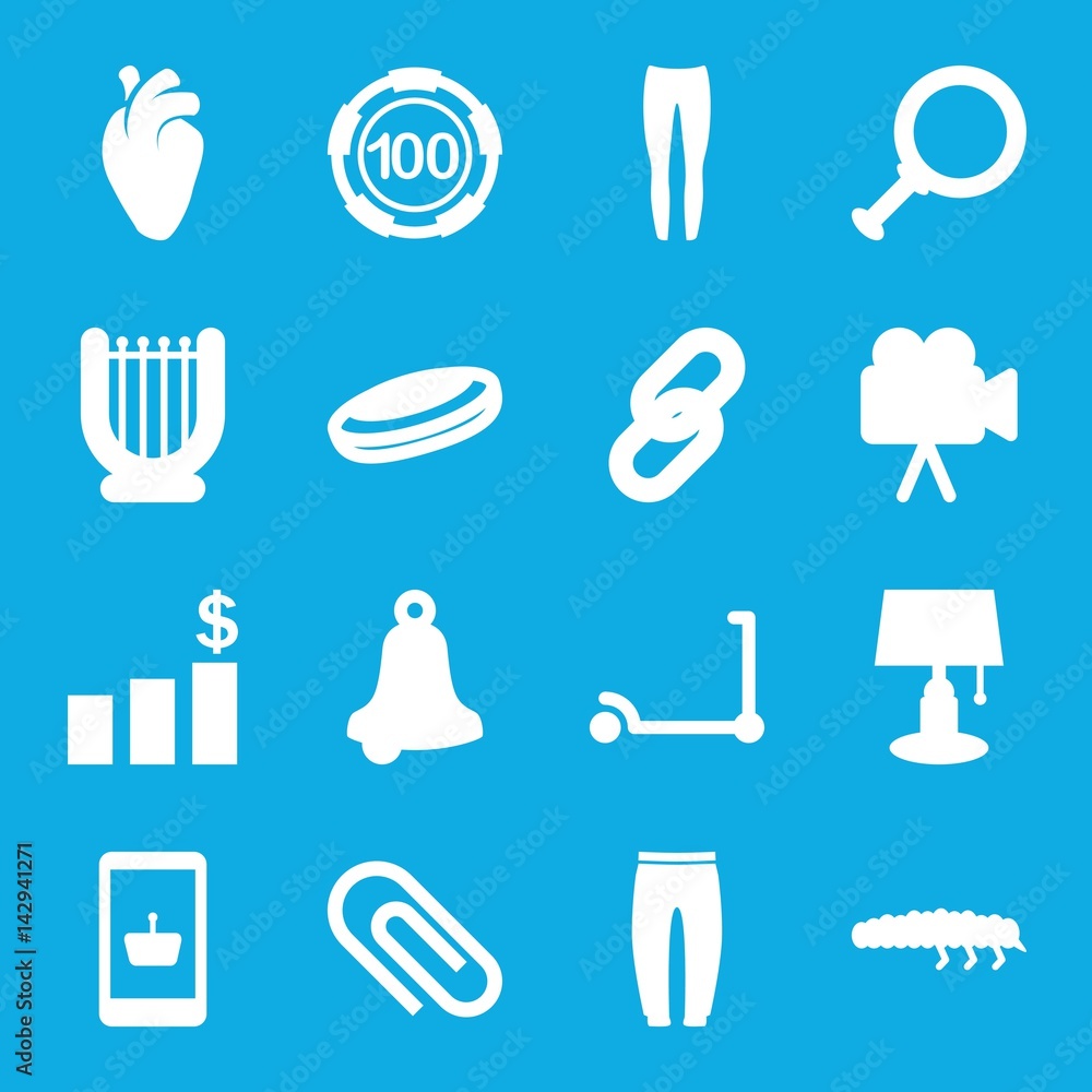 Poster set of 16 single filled icons