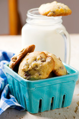 pecan and chocolate  cookies.style rustic