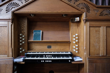 Fototapeta na wymiar The Organ in St Mary's Church in Micheldever
