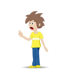 catoon angry teenage and pointing his hand