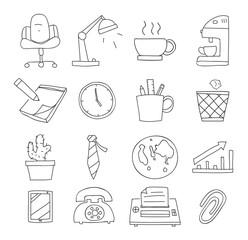 icon thin line  office hand drawn vector set art illustration