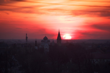 Naklejka premium sunset city