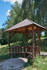 Wooden arbor in the park