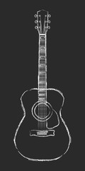 Chalk acoustic guitar drawing
