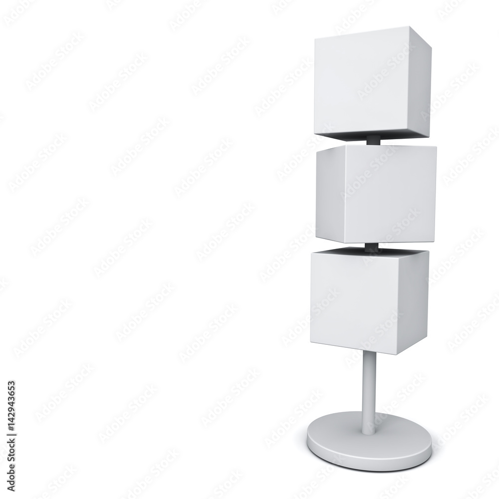 Aufkleber Blank box signboards with pole stand , signage boards or advertising square billboard boxes isolated on white background . 3D rendering.