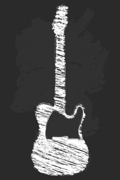 Chalk art electric guitar vector illustration