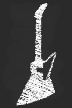 Chalk art electric guitar vector illustration