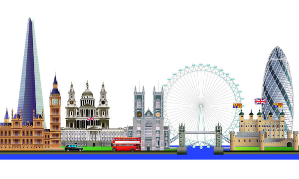 London city skyline abstract vector color illustration. Isolated