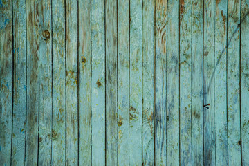 Old wood green and blue background. painted boards . old retro vintage aged background