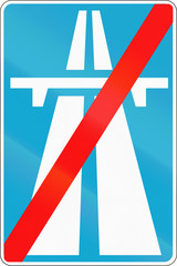 Estonian informational road sign - End of motorway
