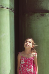 child girl looking up