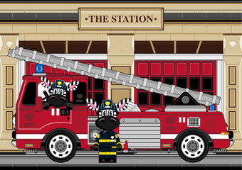 Cartoon Zebra Firefighter - Firemen