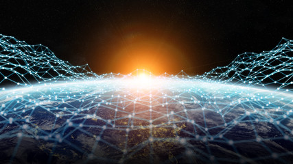 Data exchange and global network over the world 3D rendering