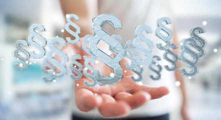 Businessman using law protection right 3D rendering