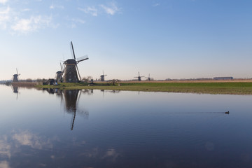 Fototapeta na wymiar Windmills, water management in the Netherlands, Dutch windmills