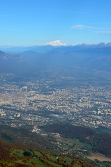 View of the Mont Blanc and Grenoble from the Vertige des Cimes, Vercors