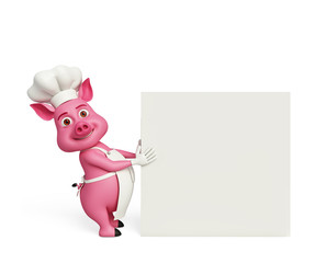 3d Chef Pig white board.