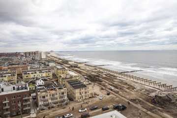 Fototapeta premium NEW YORK - November 1: Aftermath hurricane Sandy : panoramic view in Far Rockaway area October 29, 2012 in New York City, NY