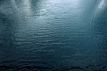 Blaue Flusswasseroberfläche, Luftbild