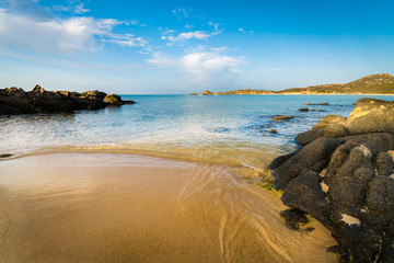 The sea and the pristine beaches of Chia, Sardinia, Italy.