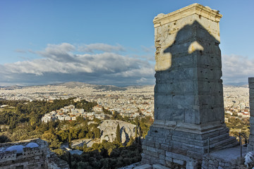 Amazing view of Propylaea - monumental gateway in the Acropolis of Athens, Attica, Greece